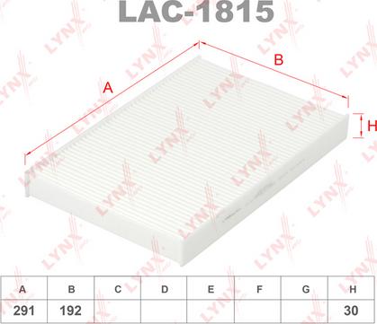 LYNXauto LAC-1815 - Filtrs, Salona telpas gaiss www.autospares.lv