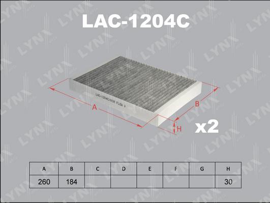 LYNXauto LAC-1204C - Filtrs, Salona telpas gaiss www.autospares.lv