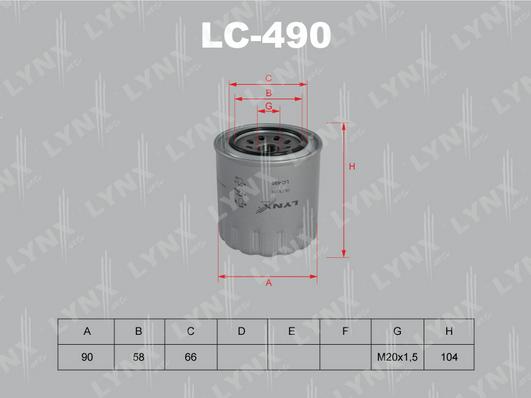 LYNXauto LC-490 - Oil Filter www.autospares.lv