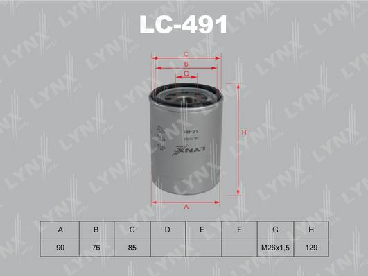 LYNXauto LC-491 - Oil Filter www.autospares.lv