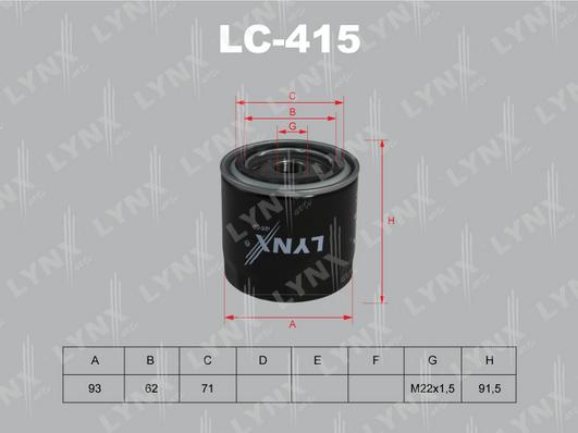 LYNXauto LC-415 - Eļļas filtrs www.autospares.lv