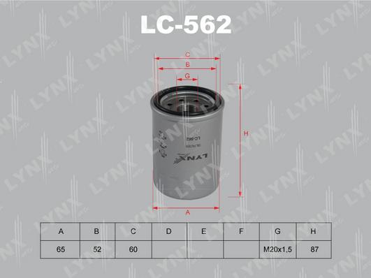 LYNXauto LC-562 - Eļļas filtrs autospares.lv