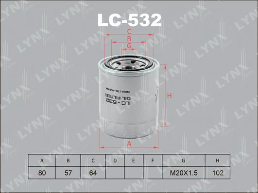 LYNXauto LC-532 - Eļļas filtrs www.autospares.lv