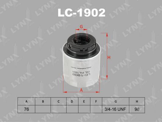 LYNXauto LC-1902 - Eļļas filtrs www.autospares.lv