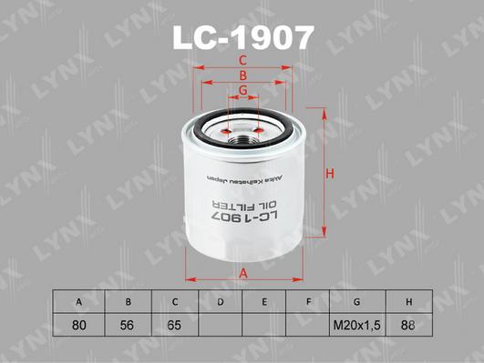 LYNXauto LC-1907 - Eļļas filtrs autospares.lv