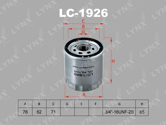 LYNXauto LC-1926 - Eļļas filtrs autospares.lv