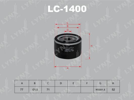 LYNXauto LC-1400 - Eļļas filtrs www.autospares.lv