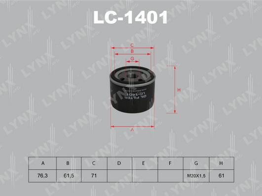 LYNXauto LC-1401 - Eļļas filtrs autospares.lv