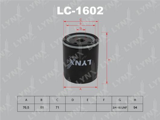 LYNXauto LC-1602 - Eļļas filtrs autospares.lv