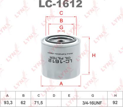 LYNXauto LC-1612 - Oil Filter www.autospares.lv