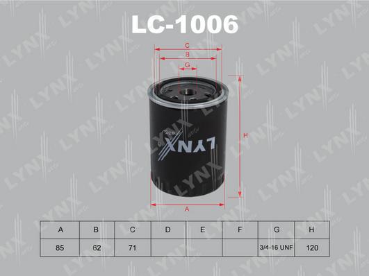 LYNXauto LC-1006 - Eļļas filtrs www.autospares.lv