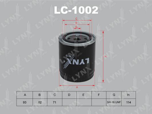 LYNXauto LC-1002 - Oil Filter www.autospares.lv