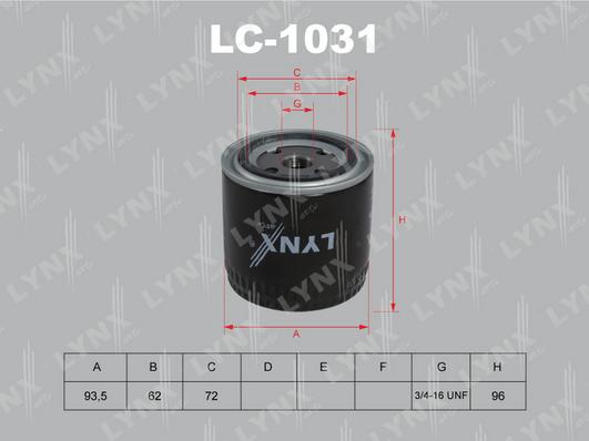 LYNXauto LC-1031 - Oil Filter www.autospares.lv