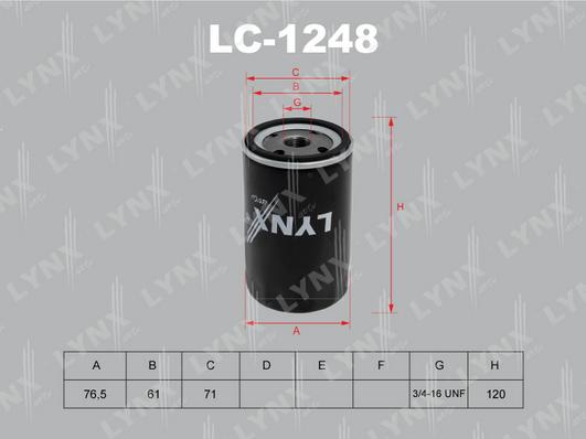 LYNXauto LC-1248 - Eļļas filtrs www.autospares.lv