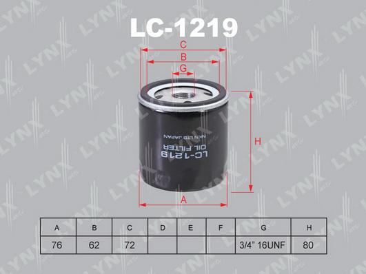 LYNXauto LC-1219 - Eļļas filtrs www.autospares.lv