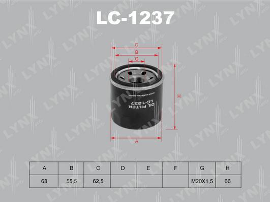 LYNXauto LC-1237 - Eļļas filtrs autospares.lv