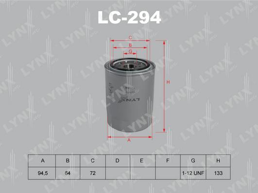 LYNXauto LC-294 - Oil Filter www.autospares.lv