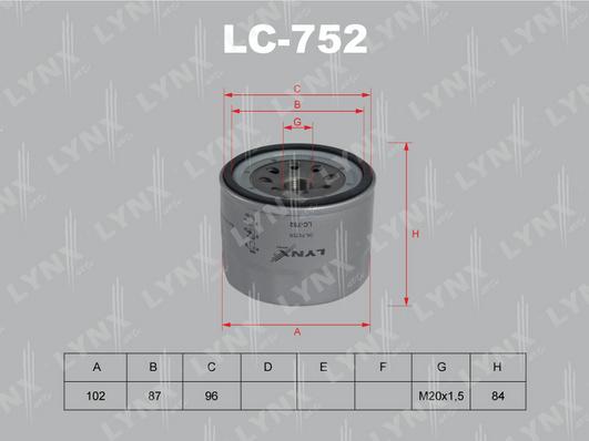 LYNXauto LC-752 - Масляный фильтр www.autospares.lv