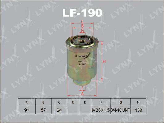 LYNXauto LF-190 - Fuel filter www.autospares.lv