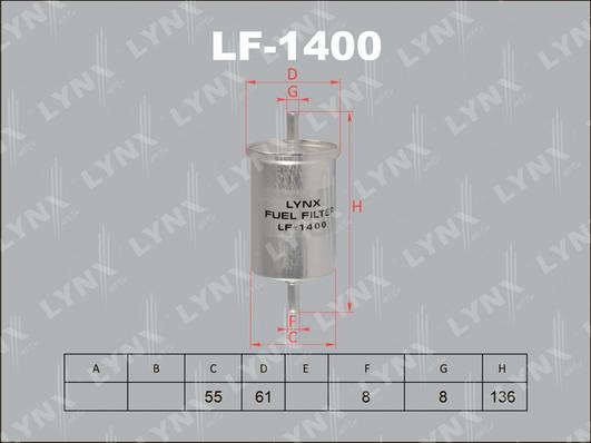 LYNXauto LF-1400 - Fuel filter www.autospares.lv