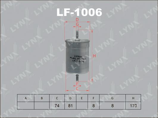 LYNXauto LF-1006 - Degvielas filtrs www.autospares.lv