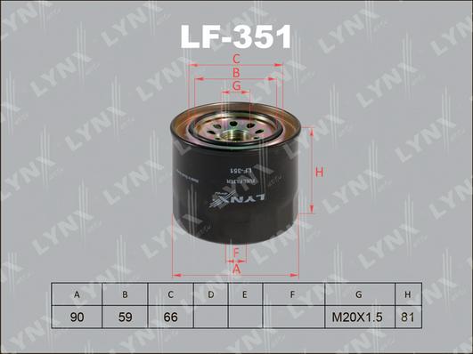 LYNXauto LF-351 - Fuel filter www.autospares.lv