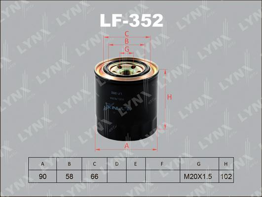 LYNXauto LF-352 - Топливный фильтр www.autospares.lv