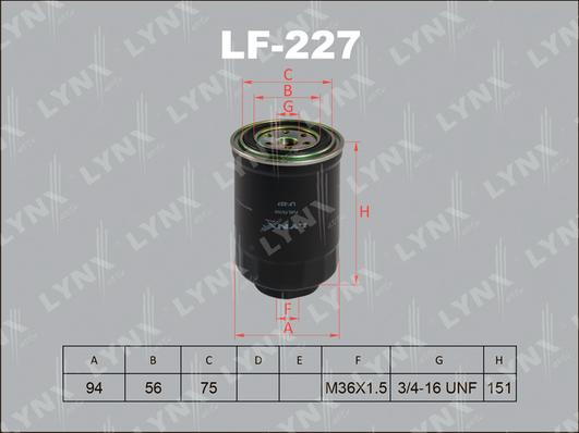 LYNXauto LF-227 - Топливный фильтр www.autospares.lv