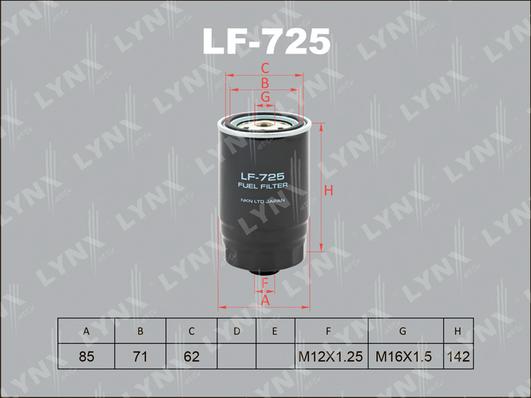 LYNXauto LF-725 - Топливный фильтр www.autospares.lv