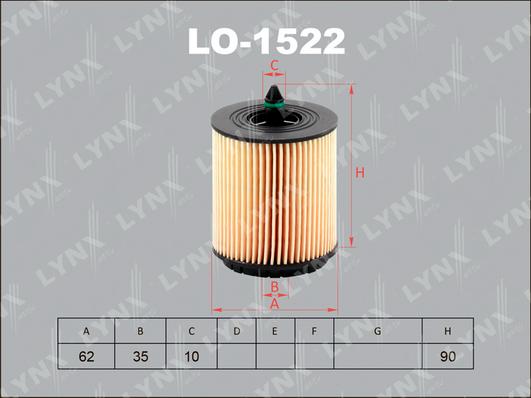 LYNXauto LO-1522 - Масляный фильтр www.autospares.lv