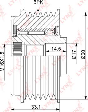 LYNXauto PA-1096 - Шкив генератора, муфта www.autospares.lv