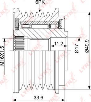 LYNXauto PA-1064 - Шкив генератора, муфта www.autospares.lv