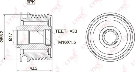 LYNXauto PA-1009 - Шкив генератора, муфта www.autospares.lv