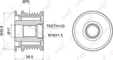 LYNXauto PA-1005 - Piedziņas skriemelis, Ģenerators autospares.lv