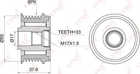 LYNXauto PA-1006 - Pulley, alternator, freewheel clutch www.autospares.lv