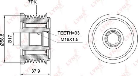 LYNXauto PA-1003 - Шкив генератора, муфта www.autospares.lv