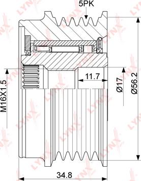 LYNXauto PA-1012 - Шкив генератора, муфта www.autospares.lv