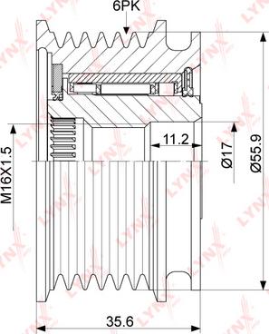 LYNXauto PA-1037 - Шкив генератора, муфта www.autospares.lv