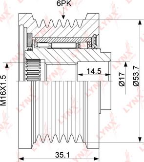 LYNXauto PA-1145 - Шкив генератора, муфта www.autospares.lv