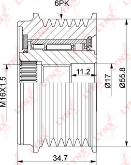 LYNXauto PA-1159 - Шкив генератора, муфта www.autospares.lv