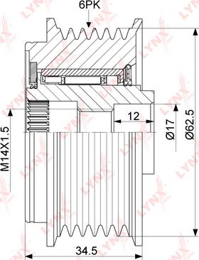 LYNXauto PA-1158 - Шкив генератора, муфта www.autospares.lv