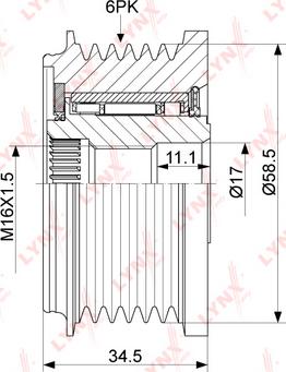 LYNXauto PA-1110 - Шкив генератора, муфта www.autospares.lv