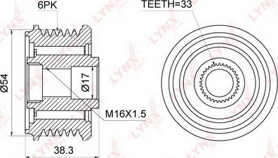 LYNXauto PA-1137 - Шкив генератора, муфта www.autospares.lv