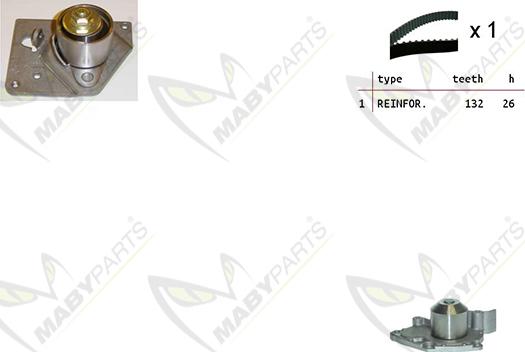 Mabyparts OBKWP0094 - Ūdenssūknis + Zobsiksnas komplekts www.autospares.lv