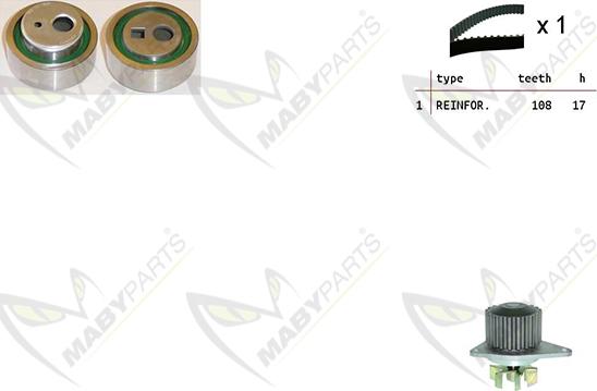 Mabyparts OBKWP0095 - Water Pump & Timing Belt Set www.autospares.lv