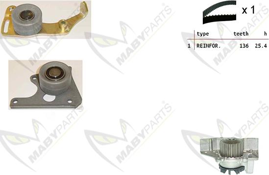 Mabyparts OBKWP0096 - Водяной насос + комплект зубчатого ремня ГРМ www.autospares.lv