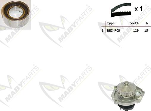 Mabyparts OBKWP0059 - Водяной насос + комплект зубчатого ремня ГРМ www.autospares.lv