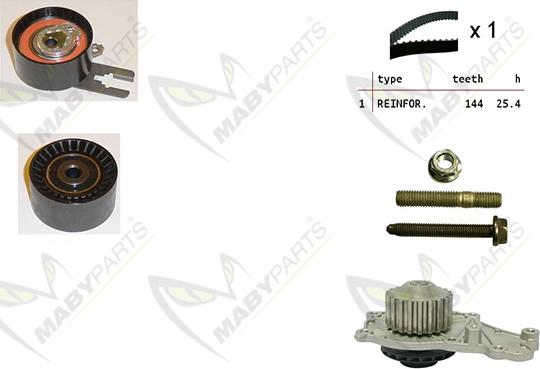 Mabyparts OBKWP0051 - Водяной насос + комплект зубчатого ремня ГРМ www.autospares.lv