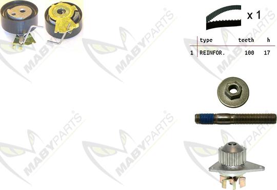 Mabyparts OBKWP0057 - Ūdenssūknis + Zobsiksnas komplekts www.autospares.lv