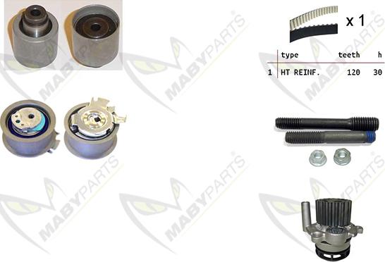 Mabyparts OBKWP0064 - Водяной насос + комплект зубчатого ремня ГРМ www.autospares.lv